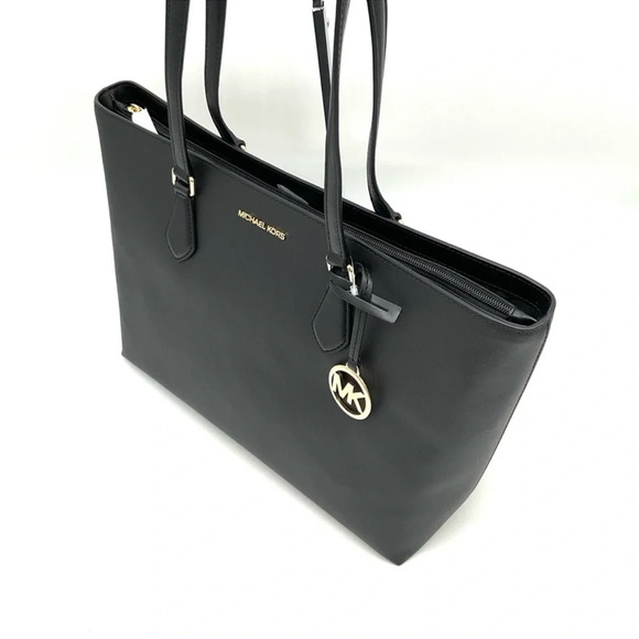 Michael Kors Bag Large Sheila Mf Tote Bag & Large Double Zip Wallet Black/Gold - Picture 6 of 15